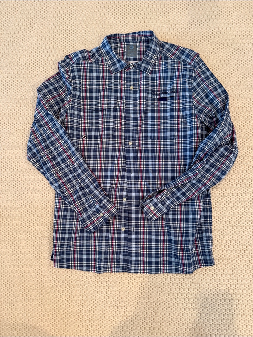 Vineyard Vines Blue, White & Red Plaid Button-Down Shirt